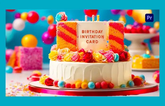 Attractive 3D Cake Themed Birthday Party Invitation Slideshow